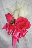 Hot Pink & Ivory Rose & Calla Lily Corsage